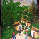 In the Plantain Fields, 20*40, oil on canvas; $250; donated from private collection, Charlot Lucien.